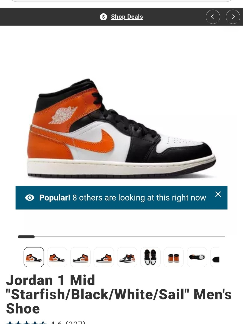 Jordan 1 Mid Kids Shoe - Starfish/Black/White
